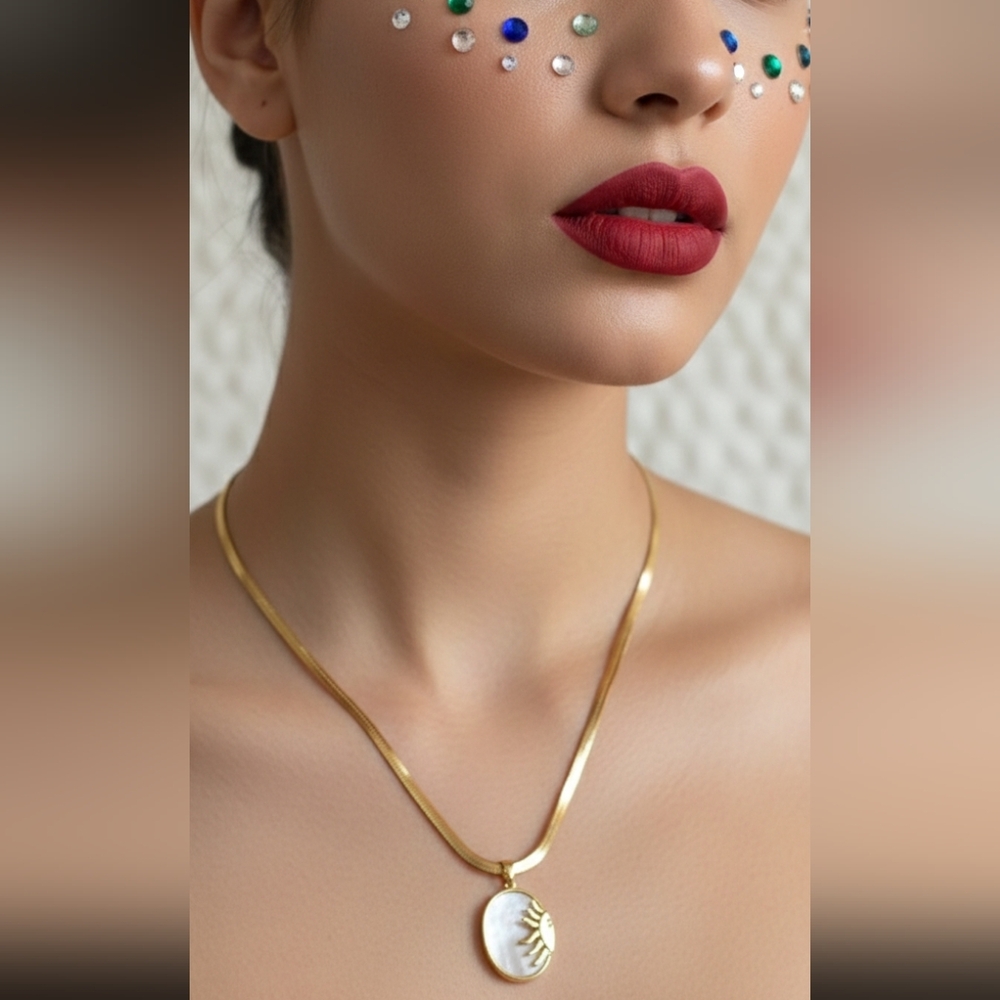 Gold and Silver Sun Pendant Necklace